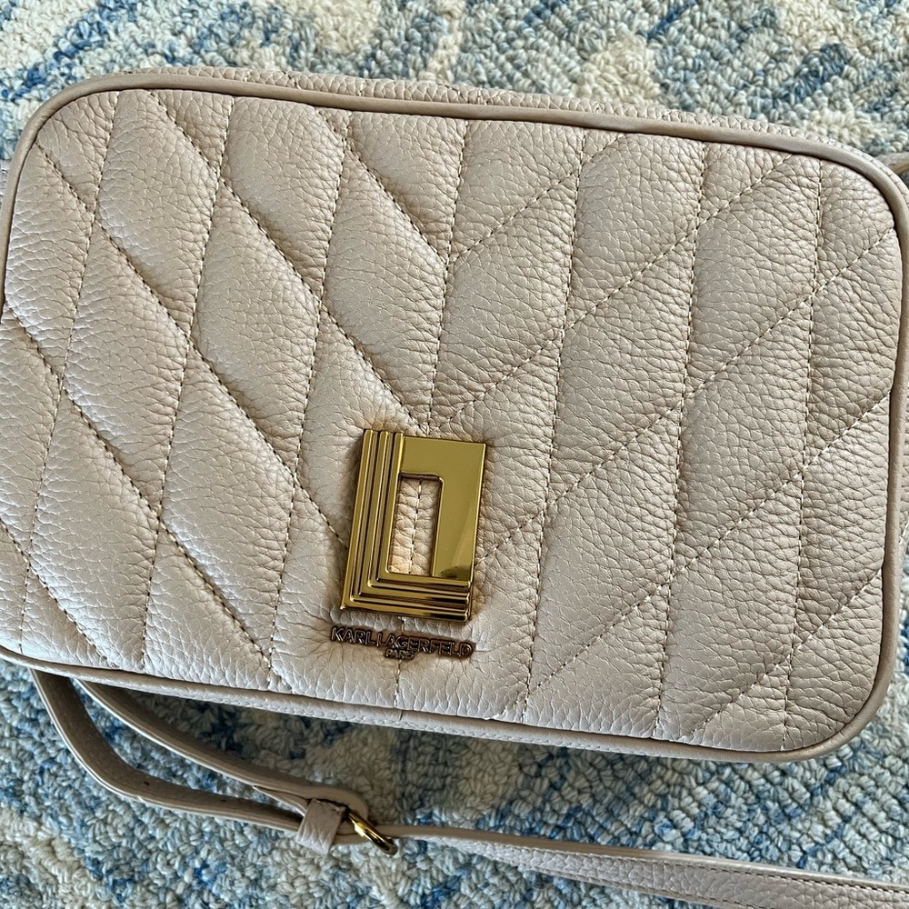 Leather nude crossbody bag, Karl L